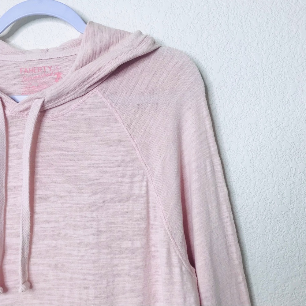 FAHERTY Sunwashed Organic Cotton Slub Knit Hoodie Light Pink - Picture 7 of 13
